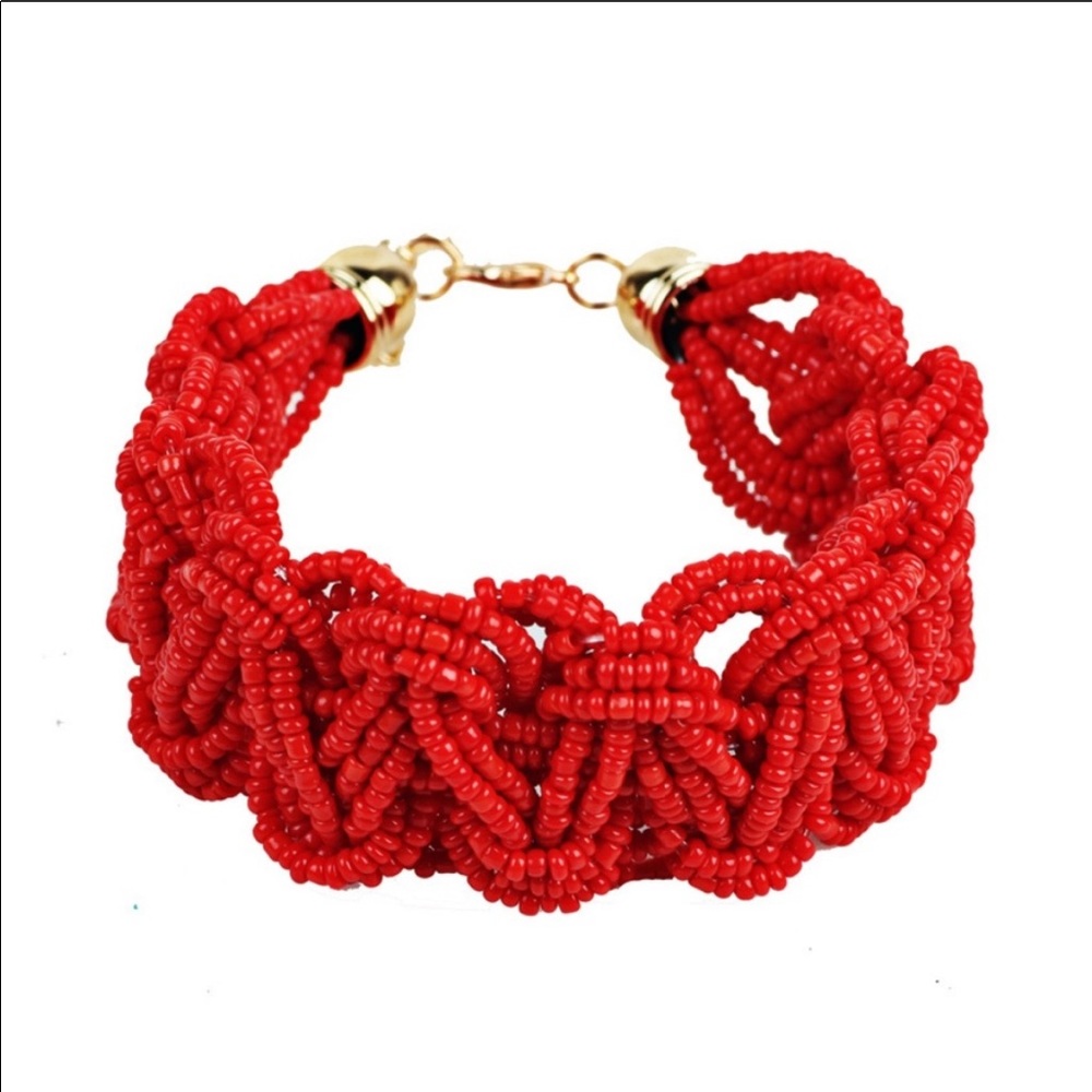 Red Seed Bead Bracelet